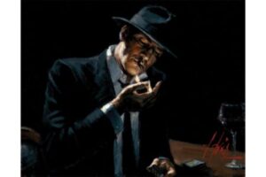 Man Lighting Cigarette painting