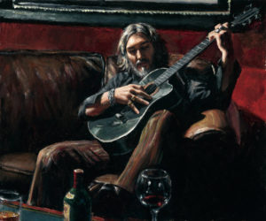 Self Portrait with Guitar on the Couch