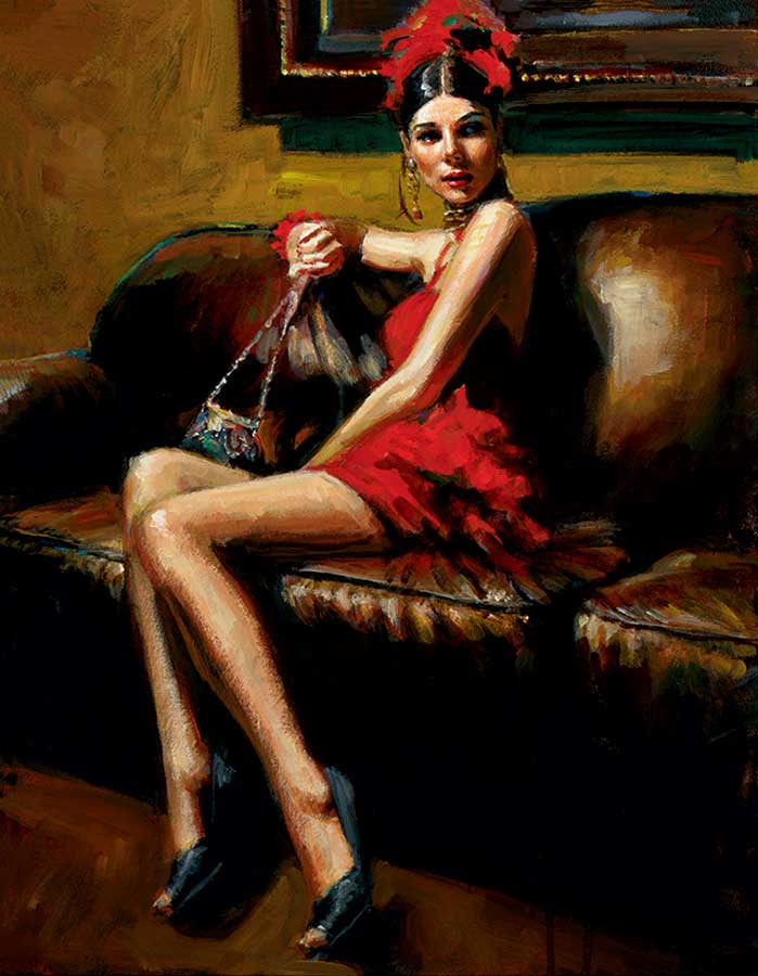 Linda in Red IV painting | Fabian Perez Art