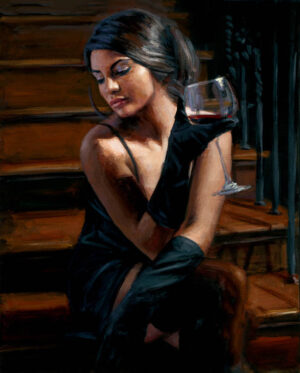 Saba on the Stairs with Wine