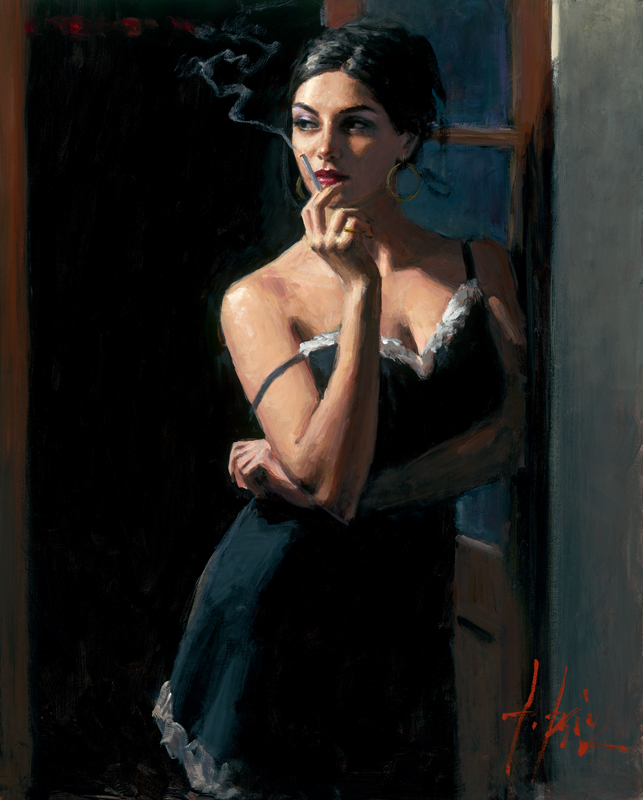 At the Door painting (Brown) | Fabian Perez Art
